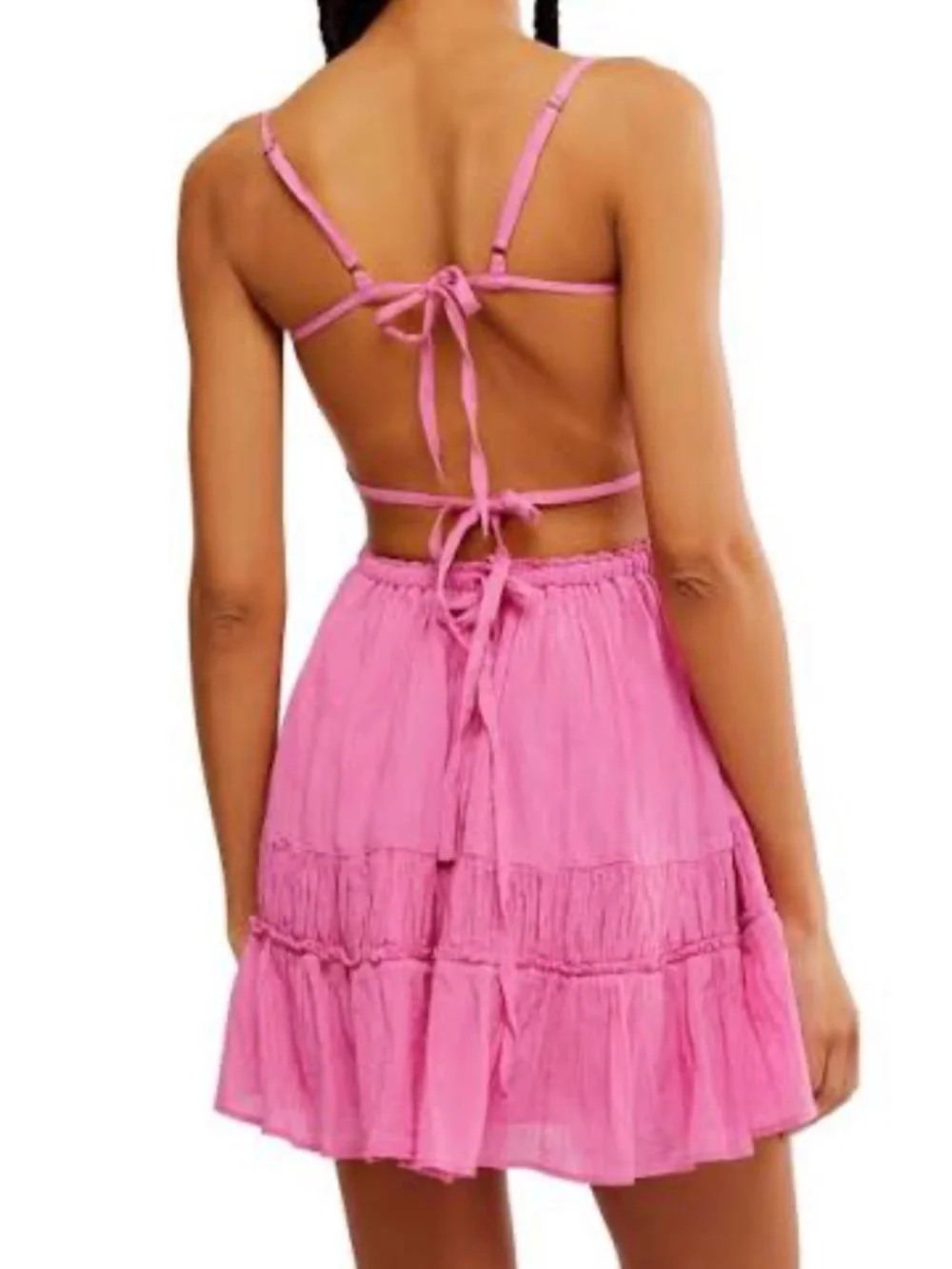 2 Free People Taking Sides Mini Dress Size Large: Fairway Green and Island Flowr - Picture 4 of 7